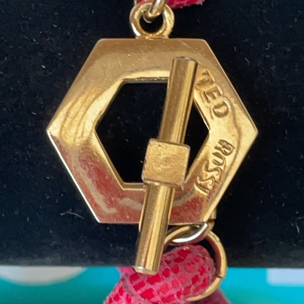 Vintage Ted Rossi Twisted Hot Pink Python Link Br… - image 6